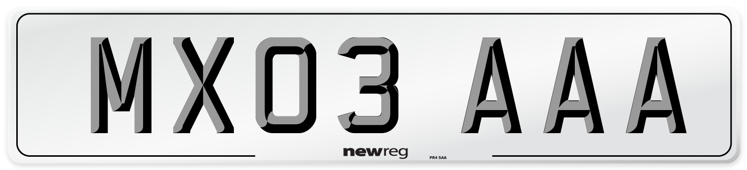 MX03 AAA Number Plate from New Reg